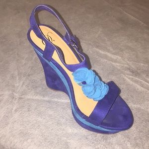 Twilight Blue Wedge Suede Heels